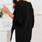 Rolled Round Neck Dropped Shoulder Slit Sweater