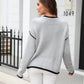 Hannah&Mea Round Neck Long Sleeve Waffle-Knit Sweater