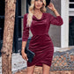 Women's Lucetta Glitter Ruched Cowl Neck Wrap Dress