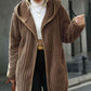 Open Front Ribbed Hooded Coat