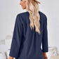 Full Size V-Neck Roll-Tap Sleeve Blouse