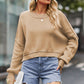 Round Neck Drop Shoulder Long Sleeve Sweater
