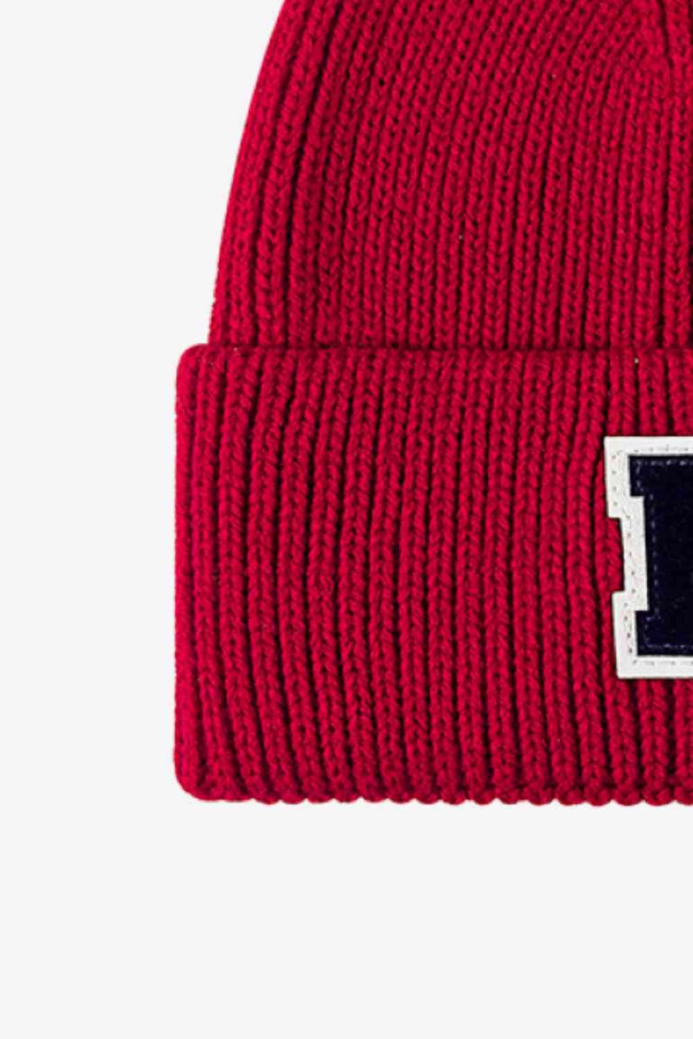 EZBeanie Letter Patch Cuffed Knit Hat Beanie