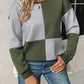 Textured Color Block Round Neck Sweatshirt