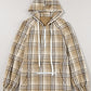 Drawstring Plaid Half Zip Raglan Sleeve Hoodie