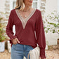 Pretty Purples Eyelet V-Neck Smocked Flounce Sleeve Blouse