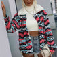 Geometric Zip-Up Collared Jacket
