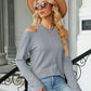 Full Size Dropped Shoulder Long Sleeve Blouse