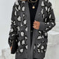 Leopard Open Front Dropped Shoulder Cardigan