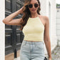 Openwork Halter Neck Cropped Knit Cami