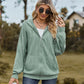 Zip Up Drawstring Long Sleeve Hooded Jacket