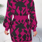 Hannah Contrast Round Neck Cutout Long Sleeve Mini Sweater Dress