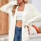 FULL SIZE Open Front Dropped Shoulder Cardigan with Pockets
