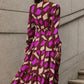 Printed Tied Pocketed Lantern Sleeve Dress