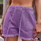 Full Size Drawstring Raw Hem Denim Shorts
