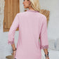 Lace Detail V-Neck Three-Quarter Sleeve Blouse