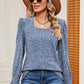 Square Neck Flounce Sleeve T-Shirt