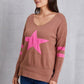 Laura Jay Star Scoop Neck Dropped Shoulder T-Shirt