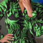 Printed Flounce Sleeve Maxi Dress