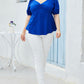 Plus Size Tied Sweetheart Neck Balloon Sleeve Blouse