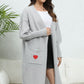 Lantern Sleeve Open Front Pocketed Cardigan