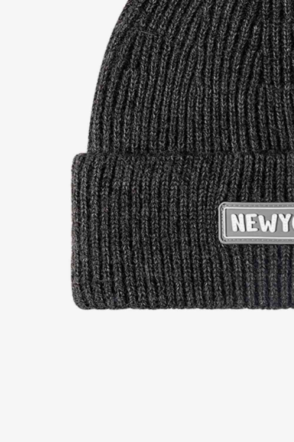 BeanieHatz NEW YORK Patch Rib-Knit Cuffed Beanie