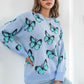 TrendiStyles Butterfly Pattern Round Neck Dropped Shoulder Sweater 🦋