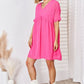 Zenana Swiss Dot Rolled Short Sleeve Babydoll Dress - Brand Zenana