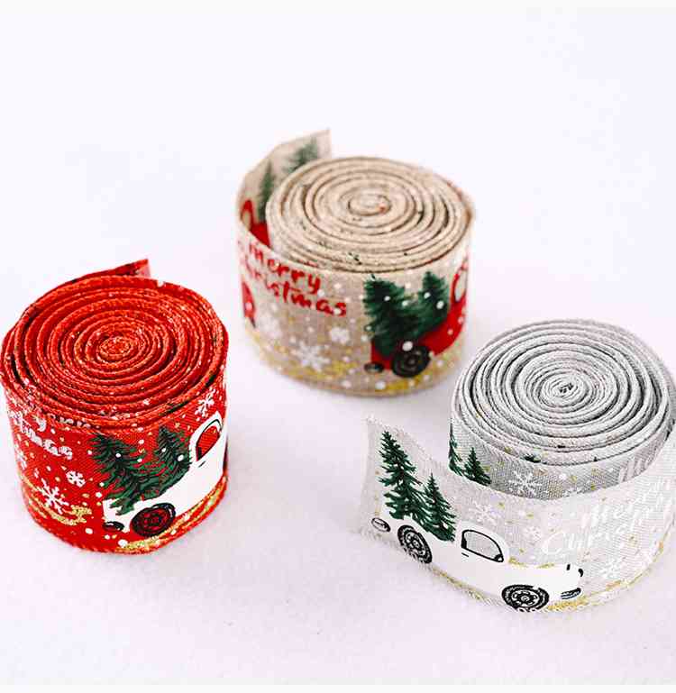 Country Truck Car & Christmas Tree Wrapping Craft Ribbon