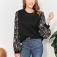 And The Why Black Full Size Foil Printed Sleeve Top