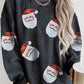 CHRISTMAS Sequin Santa Patch Ribbed Sweatshirt