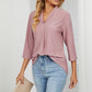 Full Size Eyelet Three-Quarter Sleeve Blouse