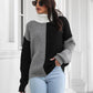 SnuggleTime Contrast Turtleneck Long Sleeve Black Sweater