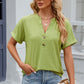 Eyelet Notched Short Sleeve T-Shirt