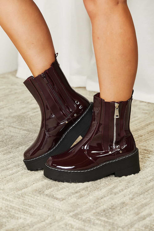 Forever Link Side Zip Wine Platform Boots