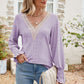 Pretty Purples Eyelet V-Neck Smocked Flounce Sleeve Blouse
