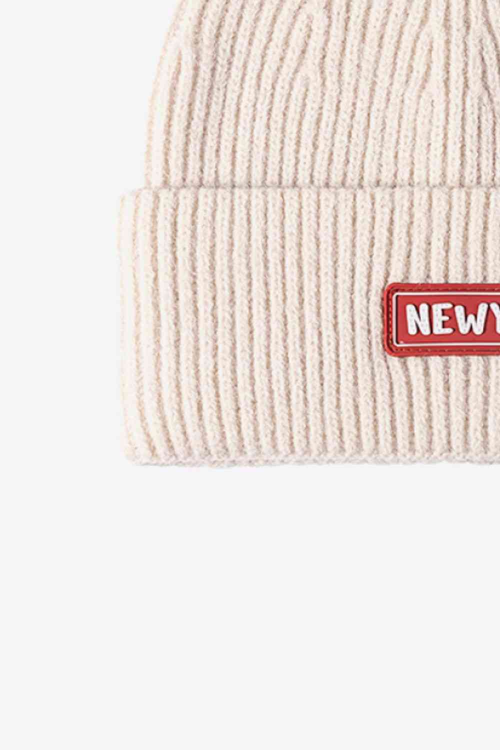 BeanieHatz NEW YORK Patch Rib-Knit Cuffed Beanie