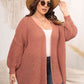 Plus Size Open Front Dropped Shoulder Knit Cardigan