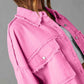 Full Size Dropped Shoulder Raw Hem Jacket