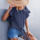 Women's Flutter Sleeve Tie-Front Blouse