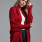One Size Dolman Sleeve Open Front Ribbed Trim Longline Cardigan