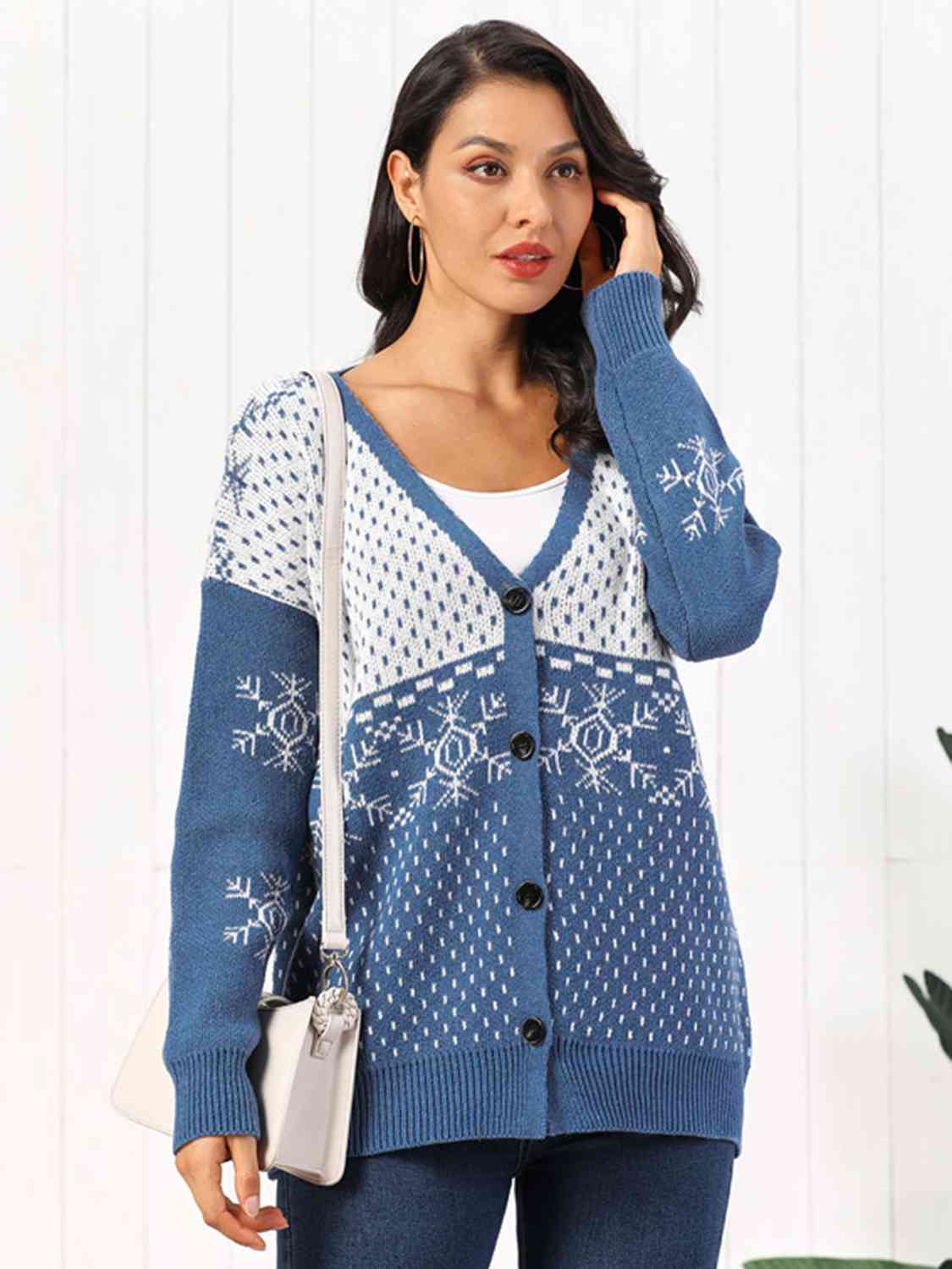 Christmas Snowflake Button Down Cardigan