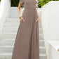 OCEANSIDE Round Neck Short Sleeve Maxi Dress with Pockets