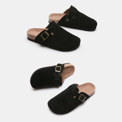 Suede Shoe Closed Toe Buckle Slides