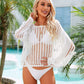 SO SUMMER Long Sleeve Round Neck Openwork Cover-Up