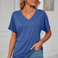Ruched V-Neck Short Sleeve T-Shirt