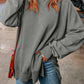 Malibu Dreams Full Size Dropped Shoulder Round Neck Long Sleeve Blouse