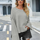 High-Low Slit Round Neck Long Sleeve Sweater
