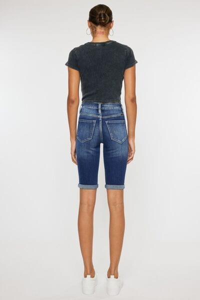 Kancan Full Size Cat's Whiskers Button Fly Denim Shorts *
