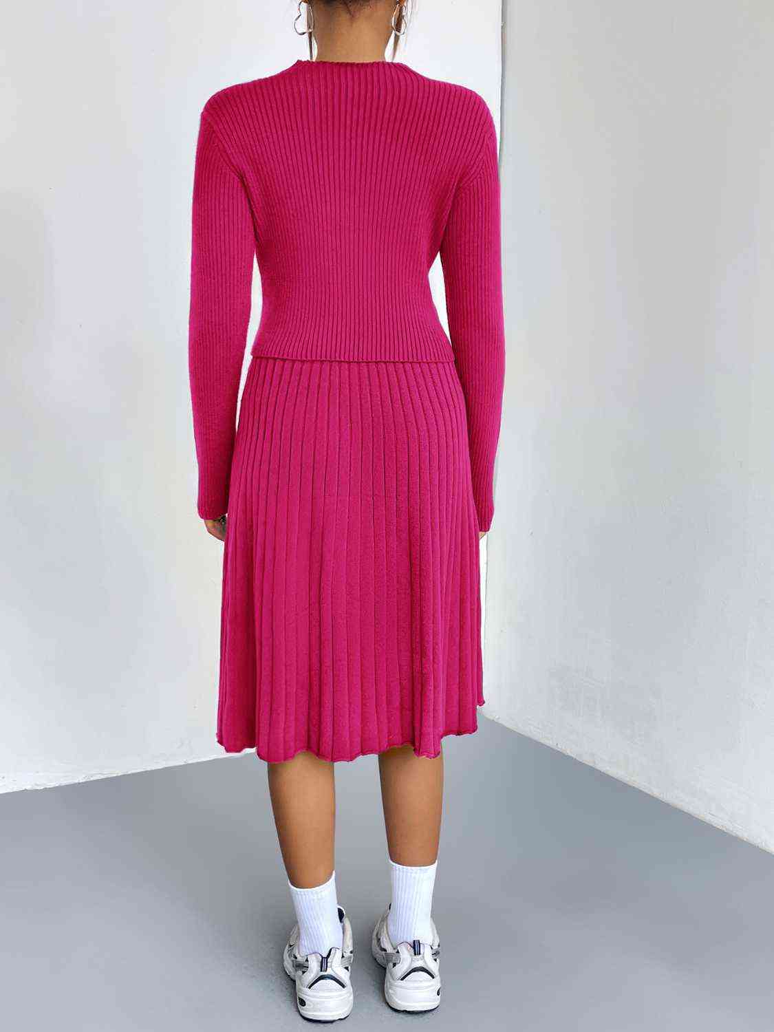 CozyWonders Rib-Knit Sweater and Skirt Set